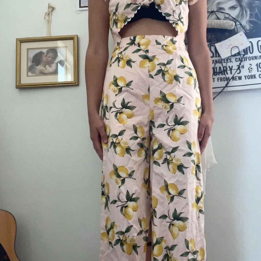 Lemon Love Shack Fancy inspired palazzo scallop jumpsuit -sizes medium and large - Picture 5 of 5